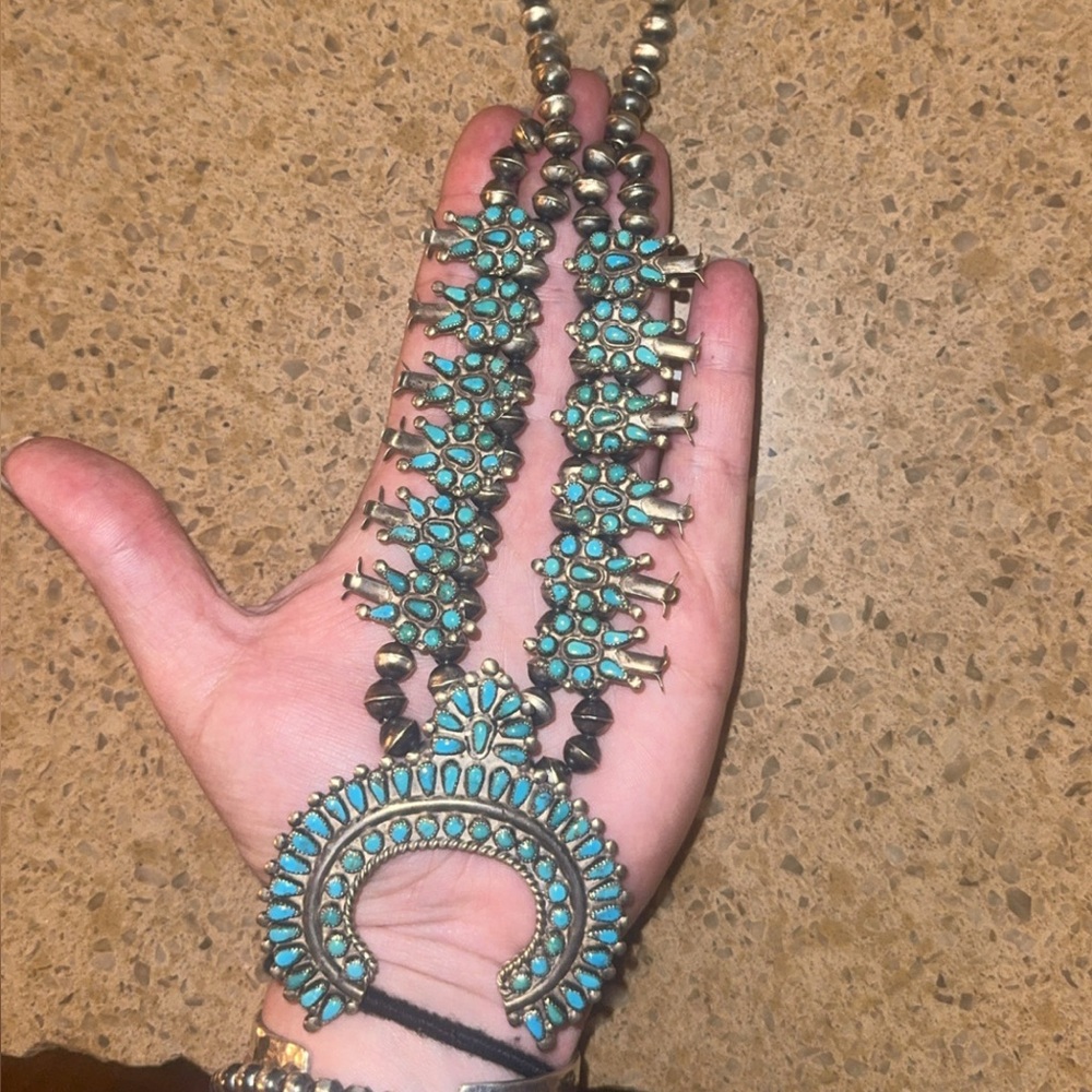 Felix Chavez Turquoise Squash Blossom Necklace